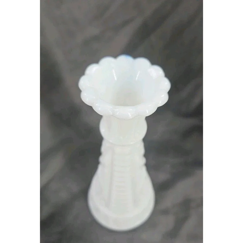 White Milk Glass Vase Lot‎ of 3 Vintage Hobnail Dots & Varied Lg, Small & Medium